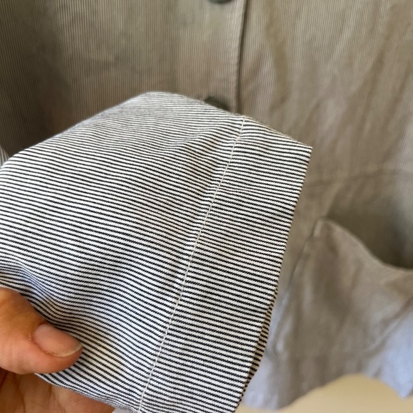 Habitat Sz S Oversized Hand Pockets Stretch Striped Wash Blue White Jacket - Picture 7 of 8